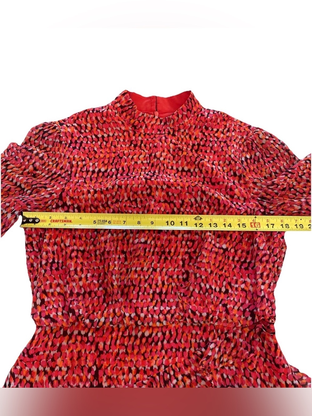 SALONI Red Printed Isa Ruffle Silk Midi Dress US 8/UK 12 MSRP $695 - Picture 13 of 16